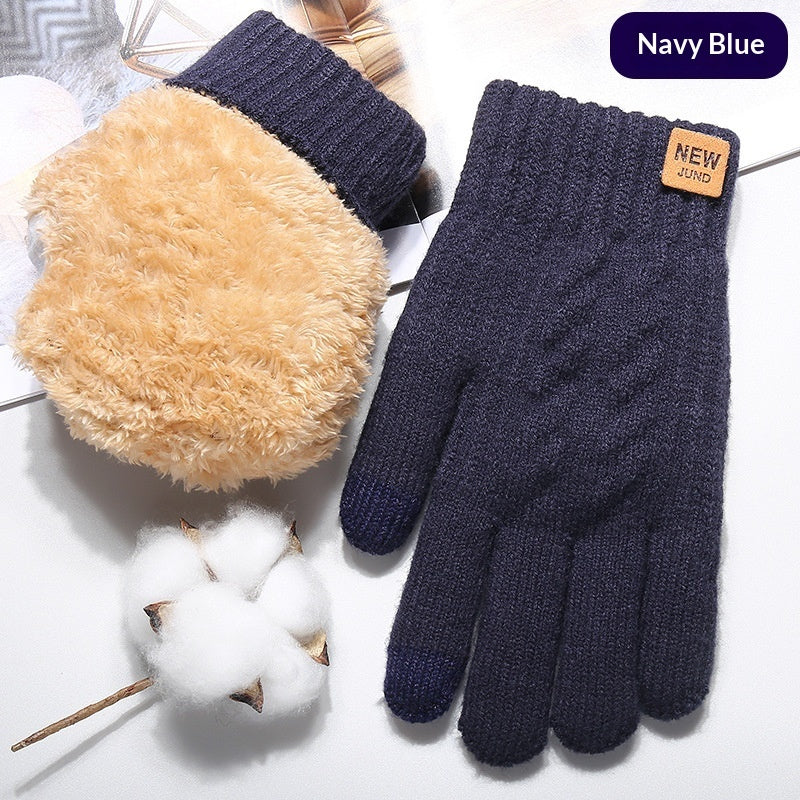 Autumn And Winter Touchscreen Gloves For Men With Fleece Lining