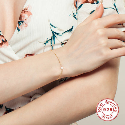 Sterling Silver Light Luxury Niche K Gold-plated Pearl Bracelet