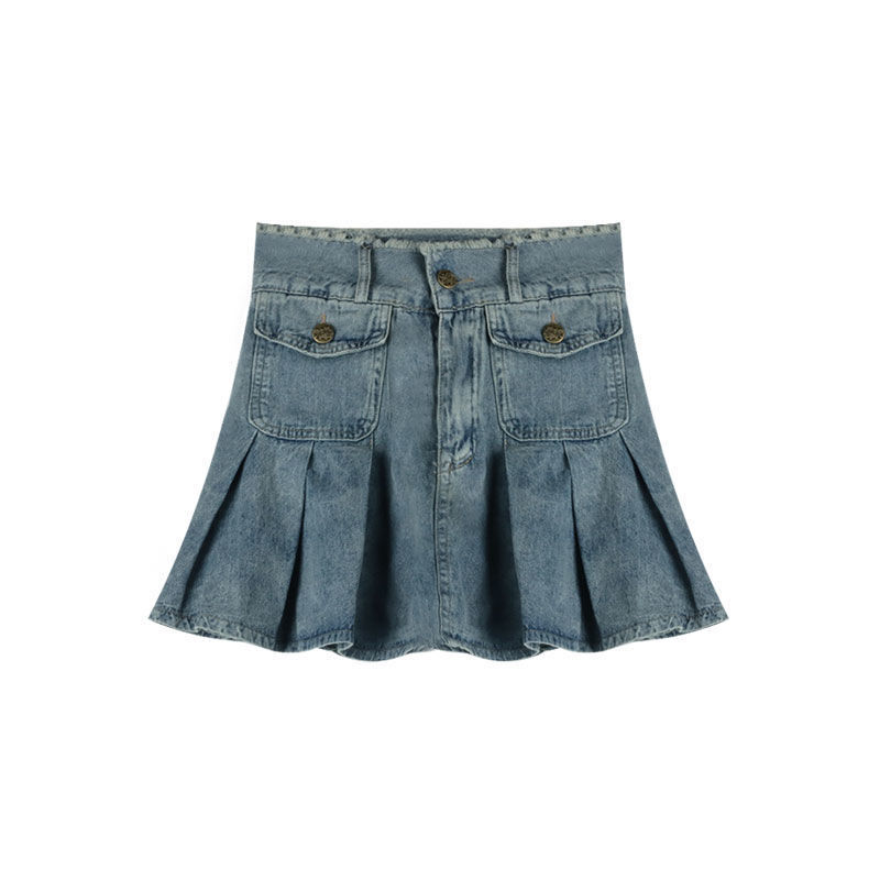 Vintage Washed Burlap Short Shirt Denim Set