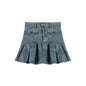Vintage Washed Burlap Short Shirt Denim Set