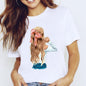 Travel Vacation Girl Fashion Girl Print T-shirt Short Sleeve