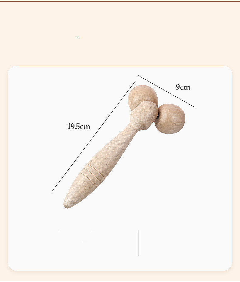 Manual Wooden Massage Equipment Facial Roller Spine Massage Double-roller Device