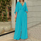 Women's Jumpsuit V-neck Solid Color Summer Trendy Fashion Short-sleeved Street Casual Jumpsuit Suit For Women Clothing