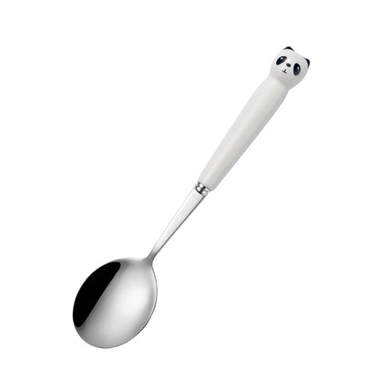 Stainless Steel Cartoon Cute Pet Tableware Spoon Fork Cute Children Household Eating Small Spoon