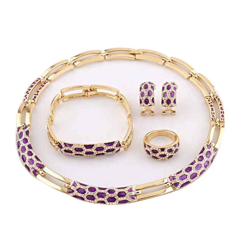 Korean Style Diamond Earring & Necklace Set – Elegant Fashion Jewelry