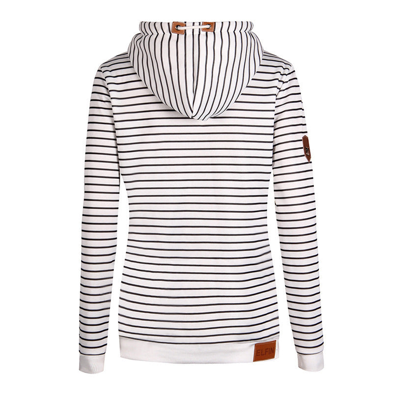 Ladies striped plus velvet sweatshirt