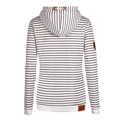 Ladies striped plus velvet sweatshirt