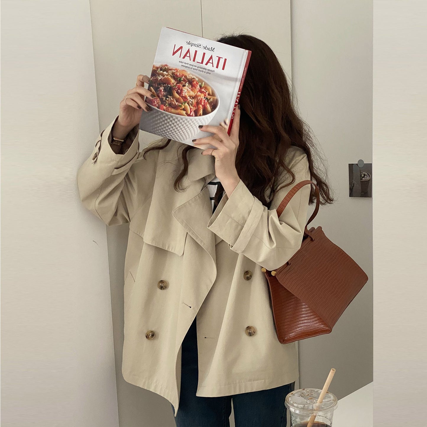 Khaki Trench Coat For Women British Style Small Short Thin Coat