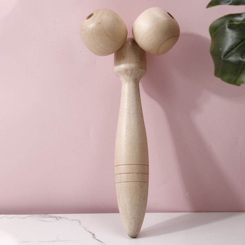 Manual Wooden Massage Equipment Facial Roller Spine Massage Double-roller Device