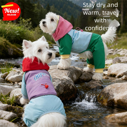 Waterproof 4-Leg Dog Jumpsuit With Hood, New Release Pet Outdoor Raincoat For Hiking & Travel