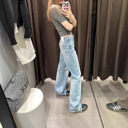 Plus Size American Washed Straight Jeans For Women Spring New