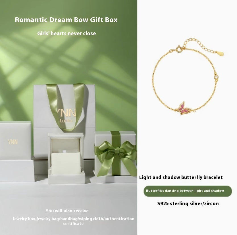 Women's Sterling Silver Enamel Butterfly Necklace
