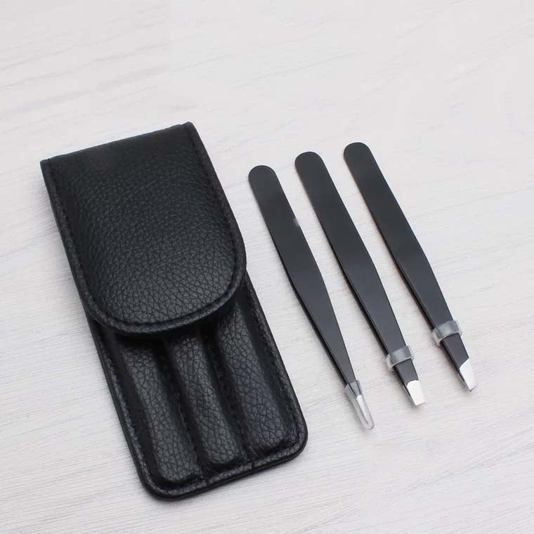 Three-piece eyebrow tweezers set