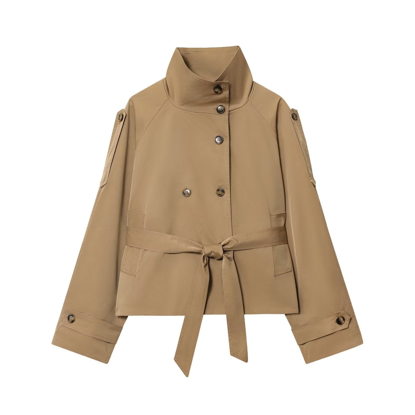 Women Double-breasted Niche Lace-up Trench Coat