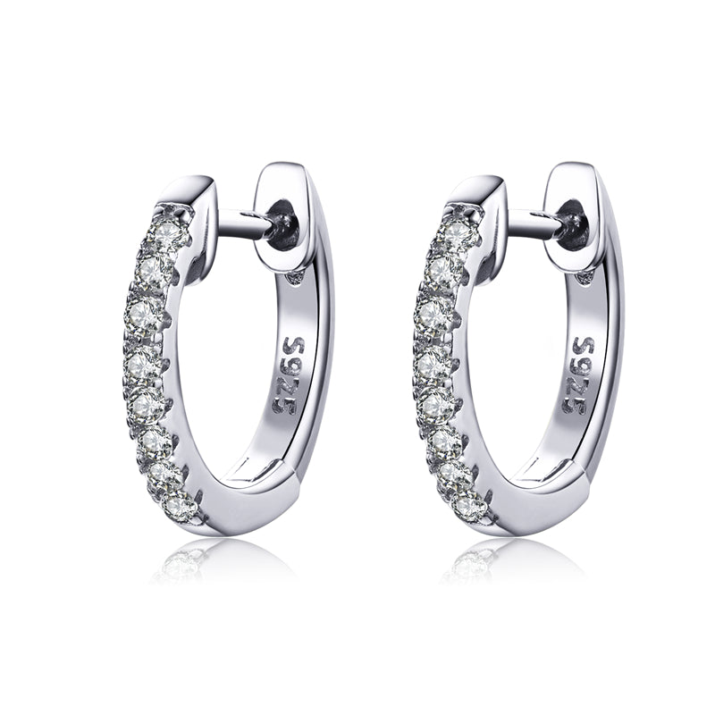 Real gold earrings with zircon single row diamond earrings