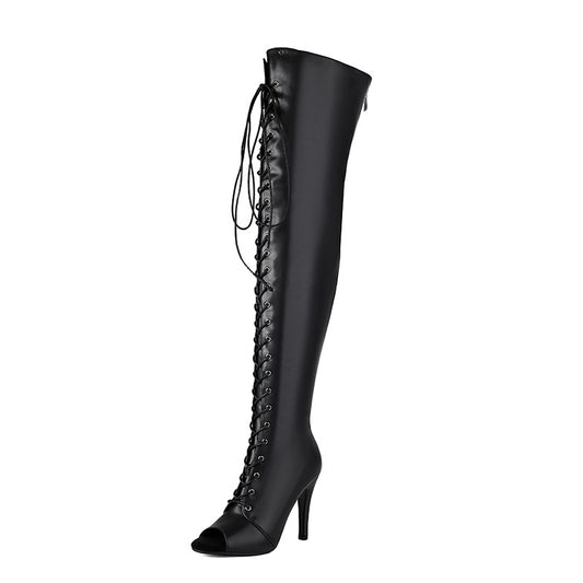 Over The Knee Hollow Out Strap High Heel Women's Boots