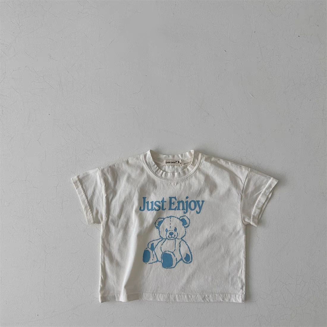 Three-color Infant Toddler Cartoon Bear Top Short-sleeved Casual T-shirt