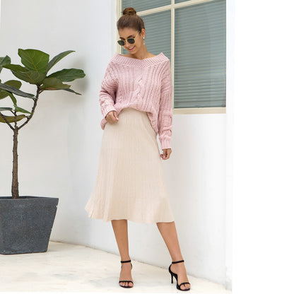 Long skirt knitted sweater dress