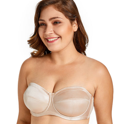 Non-slip strapless bra