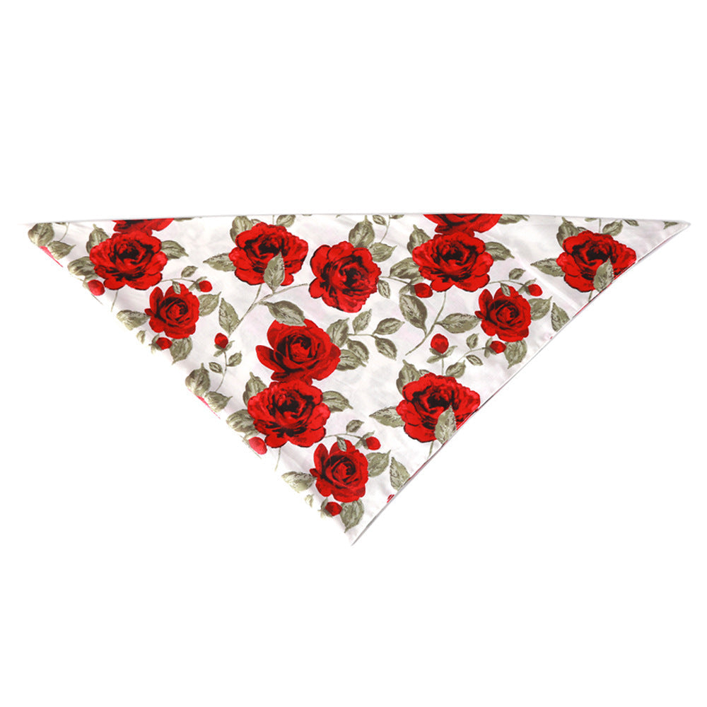 Red rose flower cotton saliva towel