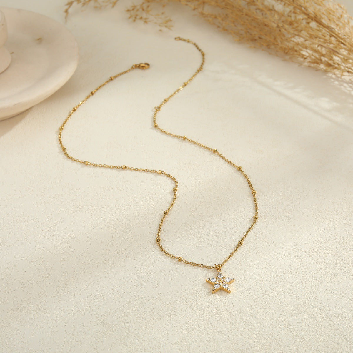 Star Moon Pendant Stainless Steel Necklace Neck Accessories