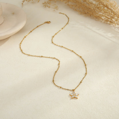 Star Moon Pendant Stainless Steel Necklace Neck Accessories