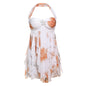 Ins Halter Neck Backless Dress Summer Sexy Printed Irregular Mesh Short Dresses For Evening Party Club Women's Clothing
