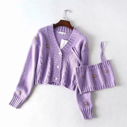 Two-piece knitted cardigan sweater