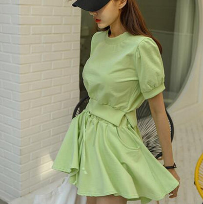 Loose short sweater half skirt two-piece skirt