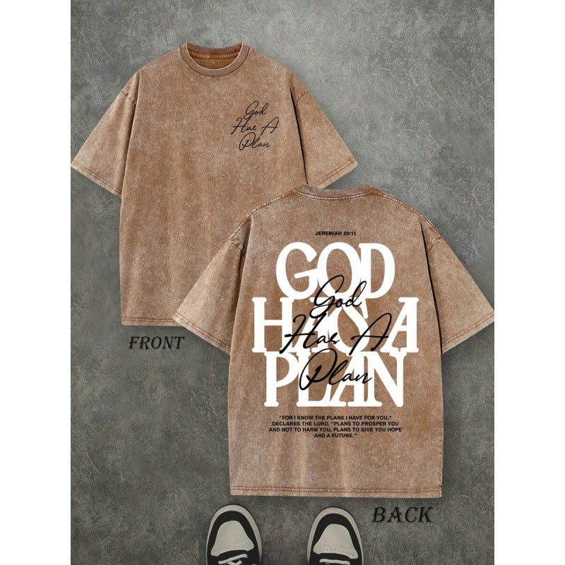 Vintage Washed Double-sided Printed T-shirt
