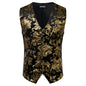 Gold Steampunk Vest Men Suit Gilet Homme Wedding Sleeveless
