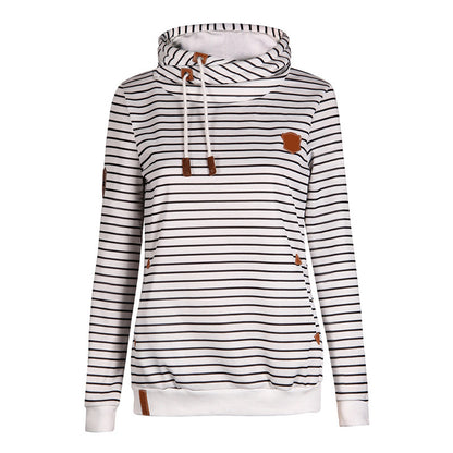 Ladies striped plus velvet sweatshirt