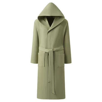 Mens Pure Cotton Hooded Bathrobe