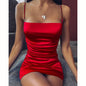 New Summefr Satin Spaghetti Strap Party Dress Women