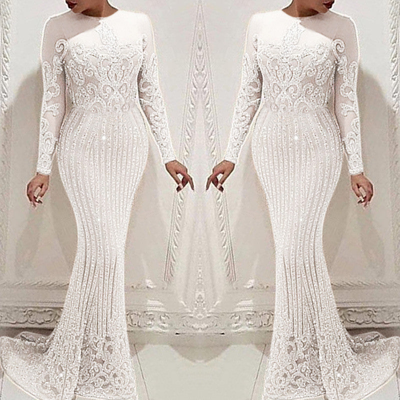 Sexy Gold Long Sleeve Dress Women