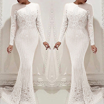 Sexy Gold Long Sleeve Dress Women