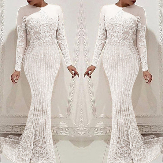 Sexy Gold Long Sleeve Dress Women