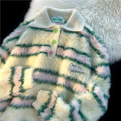 Raspberry Striped Sea Knitwear Sweater Men And Women