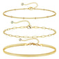 Stainless Steel Cuban Chain Three Piece Set Exquisite Beaded Fried Dough Twists Chain