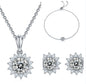 925 Silver Necklace Earring Bracelet Three Piece Set