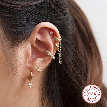 S925 Sterling Silver Light Luxury Diamond Personality Earrings