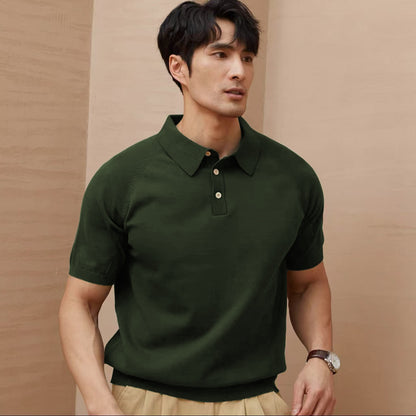 Men's Knitted T-shirt Thin Retro Lapel