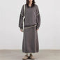 Color-contrasting Stripe Skirt Two-piece Set Idle Style Loose Pullover Sweater Set Women
