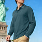Men's Casual Jacquard Polo Shirt Quick-dry Breathable Long Sleeve