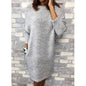 Solid Color Pullover Mid-Length Sweater Women Loose All-Match Base Knitted Skirt