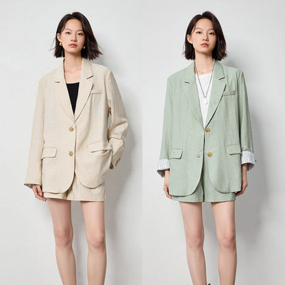 Linen Suit Jacket For Women Leisure Commute Loose