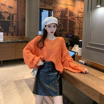 Fashion casual sweater skirt suit