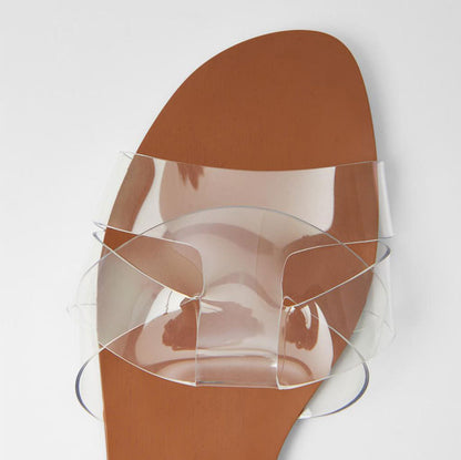 Women's Cross Leather Flat Sandals