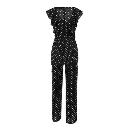 Simple Elegant Polka Dot Print Women Jumpsuits
