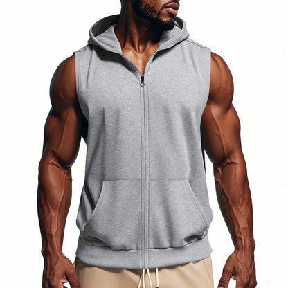 Men's Sports Fitness Training Zip-Up Sleeveless Vest